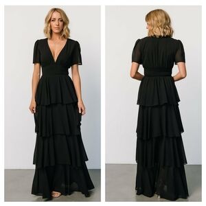 Baltic Born Montaigne Ruffle Maxi Dress Short Sleeve New Without Tags